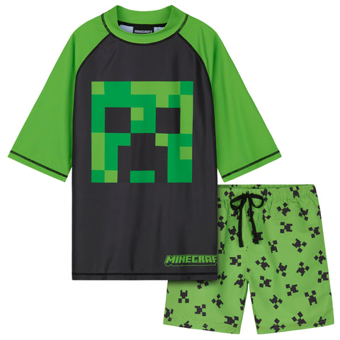 Minecraft Boys 2 Piece Swim Set, Swimming Top and Boys Swim Trunks (5-6 Years, Green/Black) Minecraft Boys 2 Piece Swim Set, Swimming Top and Boys Swim Trunks (5-6 Years, Green/Black)