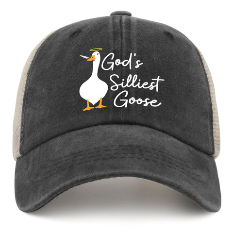 Sefgaen Funny Goose Hat God's Silliest Goose Trucker Hat Women Funny Mesh Cap for Summer, Black--003 Sefgaen Funny Goose Hat God's Silliest Goose Trucker Hat Women Funny Mesh Cap for Summer, Black--003
