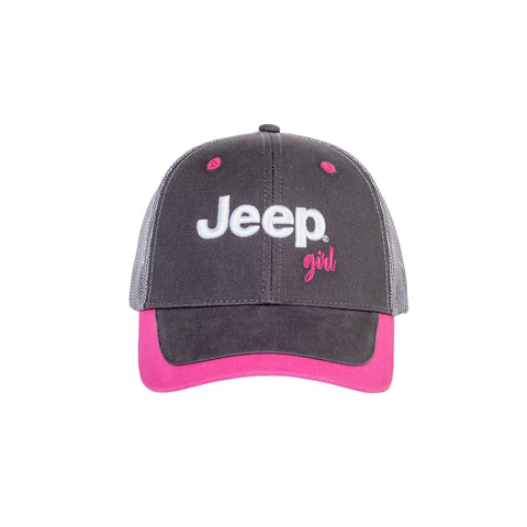 Jeep Girl Trucker Hat, Custom Structured, 6-Panel, Grey, Grey/Pink, One size Jeep Girl Trucker Hat, Custom Structured, 6-Panel, Grey, Grey/Pink, One size