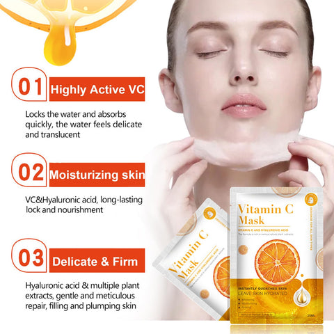 Vitamin C Face Mask Sheet with Hyaluronic Acid,10Pcs Moisturizing Anti Aging Face Masks with Plant Extract, Deeply Hydration & Firming, Antioxidant, Improves Rough Skin, Vitamin C Face Mask for Women Vitamin C Face Mask Sheet with Hyaluronic Acid,10Pcs Moisturizing Anti Aging Face Masks with Plant Extract, Deeply Hydration & Firming, Antioxidant, Improves Rough Skin, Vitamin C Face Mask for Women