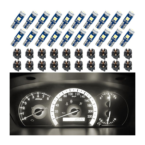 BELOMI 20 Pcs T5 LED Lights for Car Dashboard, High Light Bulb 3030-3SMD Replacement with Twist Lock Socket, Super Bright Light for Instrument Panel Indicator (Warm White) BELOMI 20 Pcs T5 LED Lights for Car Dashboard, High Light Bulb 3030-3SMD Replacement with Twist Lock Socket, Super Bright Light for Instrument Panel Indicator (Warm White)