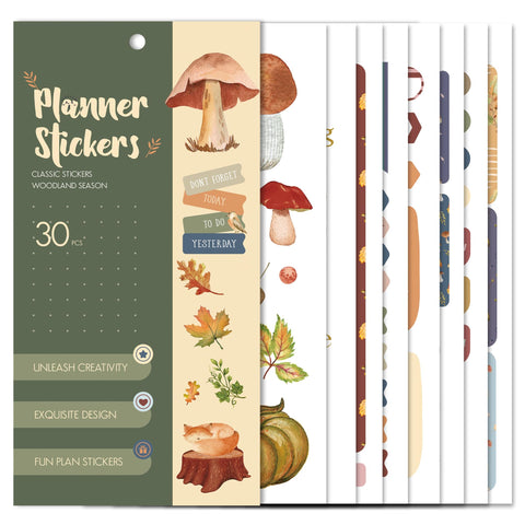 BIROYAL Happy Planer Sticker Set, Easy Remove, Multicolour Stickers for Diary, Planner and Calendar, Scrapbook Accessory, Jungle Season Theme, 30 Sheets BIROYAL Happy Planer Sticker Set, Easy Remove, Multicolour Stickers for Diary, Planner and Calendar, Scrapbook Accessory, Jungle Season Theme, 30 Sheets