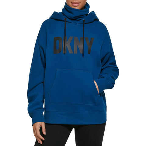 DKNY Women's Sport Soft Fleece Kanga Pocket Hoodie, Poseidon, Large DKNY Women's Sport Soft Fleece Kanga Pocket Hoodie, Poseidon, Large