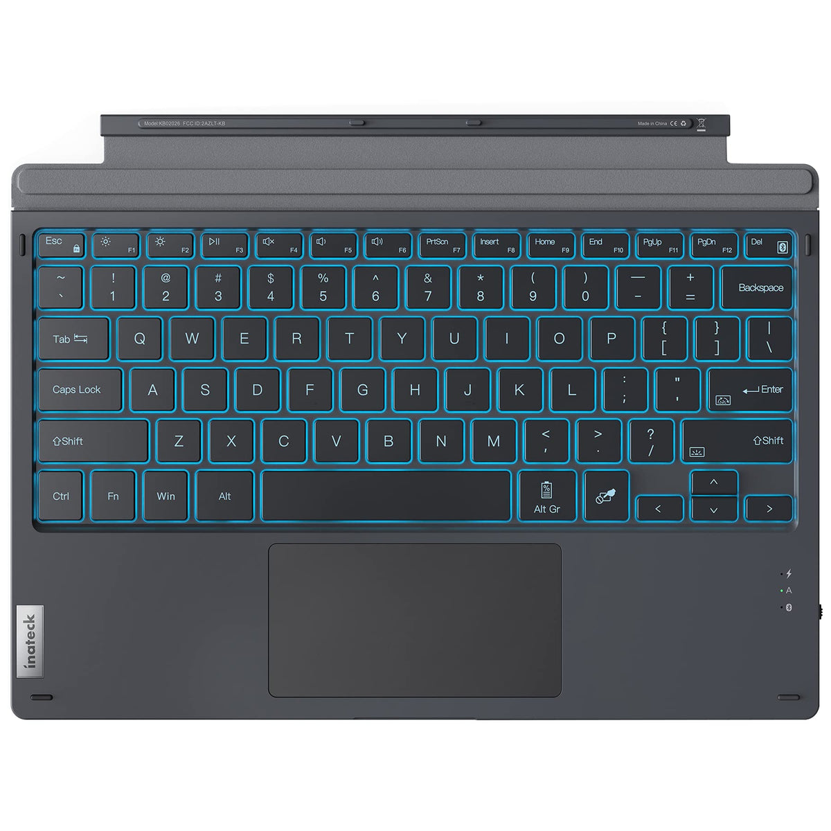 Inateck Surface Pro 7 Keyboard, Bluetooth 5.0, 7-Color Backlight, Compatible with Surface Pro 7/7+/6/5/4, KB02026 Gray