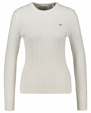 GANT Womens Cotton Cable C Neck Evening Jumper Eggshell M GANT Womens Cotton Cable C Neck Evening Jumper Eggshell M