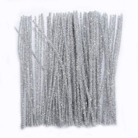 100pcs Pipe Cleaners Chenille Stems for DIY Art Supplies Craft Projects 6mmx30cm Christmas Pipe Cleaners Decoration, Glitter Silver 100pcs Pipe Cleaners Chenille Stems for DIY Art Supplies Craft Projects 6mmx30cm Christmas Pipe Cleaners Decoration, Glitter Silver