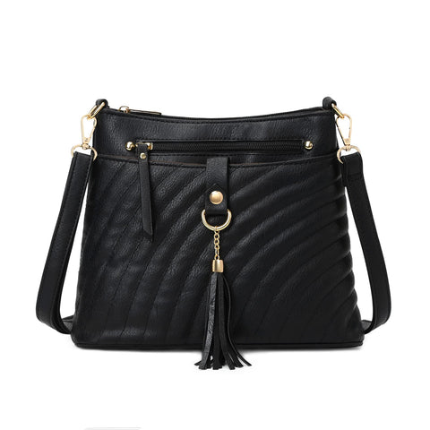 Myhozee Black Cross Body Bag Womens, Shoulder Bag PU Leather Small Handbags Multi Pocket Satchel Tassel Crossbody Messanger Bag for Ladies & Girls Myhozee Black Cross Body Bag Womens, Shoulder Bag PU Leather Small Handbags Multi Pocket Satchel Tassel Crossbody Messanger Bag for Ladies & Girls