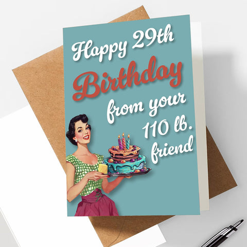 Funny Best Friend Birthday Card, 30th, 40th, 50th, 60th, 70th, 80th, Birthday Gifts for Women Her Bestie and Friendship (5 x 7 Inch Birthday Card with Kraft Envelope)