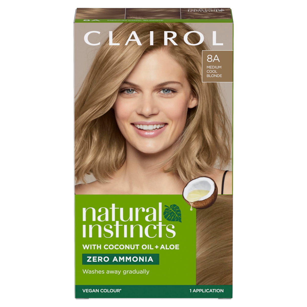 Clairol Natural Instincts Semi-Permanent No Ammonia Hair Dye, 8A Medium Cool Blonde (Packing May Vary)
