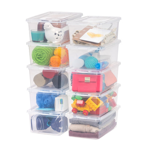 Iris Ohyama, CNL-5 Plastic Storage Box with Latch Lid, Pack of 10, Clear Iris Ohyama, CNL-5 Plastic Storage Box with Latch Lid, Pack of 10, Clear