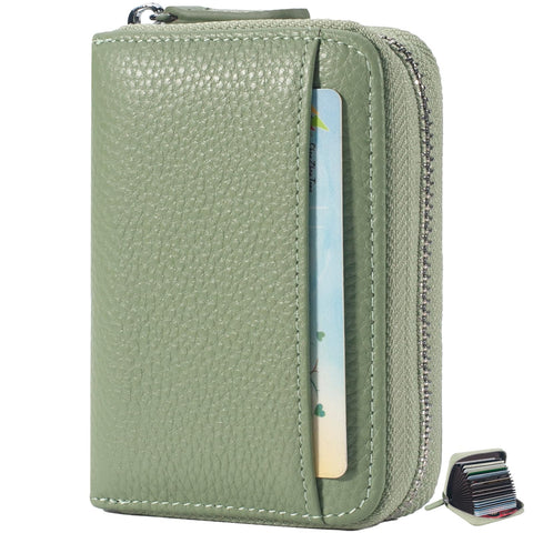 RSXING Women Credit Card Holder Genuine Leather RFID Blocking Wallets Zipper Card Case Ladies Wallet Small Compact Accordion ID Purse for Women and Men(Green) RSXING Women Credit Card Holder Genuine Leather RFID Blocking Wallets Zipper Card Case Ladies Wallet Small Compact Accordion ID Purse for Women and Men(Green)