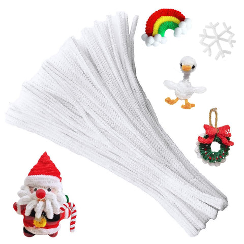 100pcs Pipe Cleaners Chenille Stems for DIY Art Supplies Craft Projects 6mmx30cm Christmas Pipe Cleaners Decoration, White 100pcs Pipe Cleaners Chenille Stems for DIY Art Supplies Craft Projects 6mmx30cm Christmas Pipe Cleaners Decoration, White
