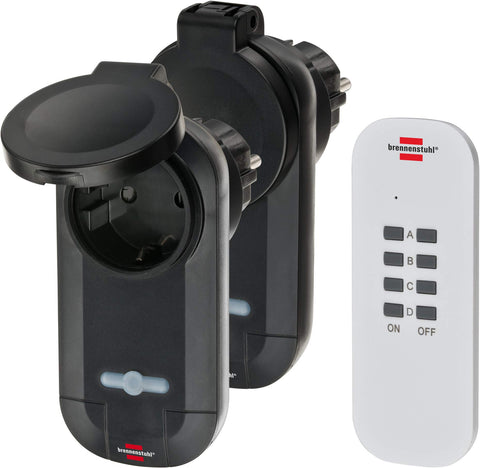 Brennenstuhl 1507030 Radio Switch Comfort-Line RC CE1 0201" IP44 3-Piece Set, Black and White, 2 Funksteckdosen Außenbereich Brennenstuhl 1507030 Radio Switch Comfort-Line RC CE1 0201" IP44 3-Piece Set, Black and White, 2 Funksteckdosen Außenbereich
