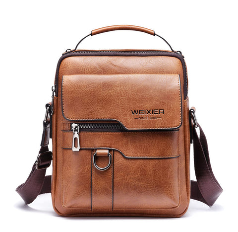 Hjkiopc Men's Shoulder Bag PU Leather Messenger Bag Pack Business Satchel Side Bag Casual Handbag for Men Working Shopping School Daily Use (Brown-A1) Hjkiopc Men's Shoulder Bag PU Leather Messenger Bag Pack Business Satchel Side Bag Casual Handbag for Men Working Shopping School Daily Use (Brown-A1)