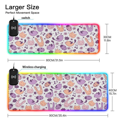 Cats Birds Wireless Charging Mouse Pad for Mobile Phone Extra Large Gaming Mousepad with 13 Lighting Modes Computer Mat for Gaming MacBook PC Laptop Desk Home Office Cats Birds Wireless Charging Mouse Pad for Mobile Phone Extra Large Gaming Mousepad with 13 Lighting Modes Computer Mat for Gaming MacBook PC Laptop Desk Home Office