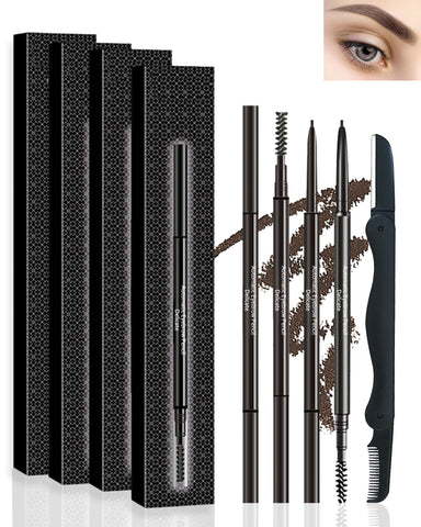 LYSdefeu Eyebrow Pencil - 4 Pcs Professional Micro Brow Pencil Kit with Brow Razor, Waterproof Eyebrow Makeup with Dual Ends, Ultra-Fine Mechanical Pencil for Women Eye Makeup - 03 Dark Brown LYSdefeu Eyebrow Pencil - 4 Pcs Professional Micro Brow Pencil Kit with Brow Razor, Waterproof Eyebrow Makeup with Dual Ends, Ultra-Fine Mechanical Pencil for Women Eye Makeup - 03 Dark Brown
