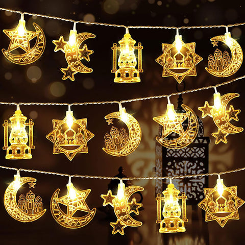 NOJGAC 2 PCS Eid Mubarak Decorations Eid String Lights, Ramadan Mubarak String Lights, Ramadan Mubarak Decorations, Star Fairy String Lights for Eid Festival Christmas Home Outdoor Garden Decorations NOJGAC 2 PCS Eid Mubarak Decorations Eid String Lights, Ramadan Mubarak String Lights, Ramadan Mubarak Decorations, Star Fairy String Lights for Eid Festival Christmas Home Outdoor Garden Decorations