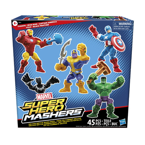 Marvel Hasbro Super Hero Mashers Battle Mash Collection Pack, Includes Iron Man, Black Panther, Thanos, Hulk, and Captain America 6-inch Figures (Amazon Exclusive) Marvel Hasbro Super Hero Mashers Battle Mash Collection Pack, Includes Iron Man, Black Panther, Thanos, Hulk, and Captain America 6-inch Figures (Amazon Exclusive)