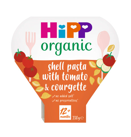 HiPP Organic Shell Pasta with Tomatoes & Courgette Toddler Tray Meal 1-3 Years 230g (Pack of 5) HiPP Organic Shell Pasta with Tomatoes & Courgette Toddler Tray Meal 1-3 Years 230g (Pack of 5)