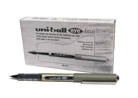 uni-ball UB-157 Eye Rollerball Pens. Premium Fine 0.7mm Ballpoint Tip for Super Smooth Handwriting, Drawing, Art, Crafts and Colouring. Fade and Water Resistant Liquid Uni Super Ink. Box of 12 Black uni-ball UB-157 Eye Rollerball Pens. Premium Fine 0.7mm Ballpoint Tip for Super Smooth Handwriting, Drawing, Art, Crafts and Colouring. Fade and Water Resistant Liquid Uni Super Ink. Box of 12 Black