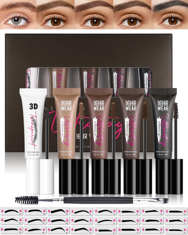 Waterproof Tinted Eyebrow Gel Kit-5Pcs Brown/Black/Clear Brow Mascara,Tinted Brow Fix Gel Set,Long Lasting Smudge-Proof Eye Makeup,Volumizing Enhance Brow Mascara,Mother's Day Makeup Gift for Women Waterproof Tinted Eyebrow Gel Kit-5Pcs Brown/Black/Clear Brow Mascara,Tinted Brow Fix Gel Set,Long Lasting Smudge-Proof Eye Makeup,Volumizing Enhance Brow Mascara,Mother's Day Makeup Gift for Women