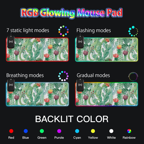 Chameleon Cactus Wireless Charging Mouse Pad for Mobile Phone Extra Large Gaming Mousepad with 13 Lighting Modes Computer Mat for Gaming MacBook PC Laptop Desk Office Home Chameleon Cactus Wireless Charging Mouse Pad for Mobile Phone Extra Large Gaming Mousepad with 13 Lighting Modes Computer Mat for Gaming MacBook PC Laptop Desk Office Home