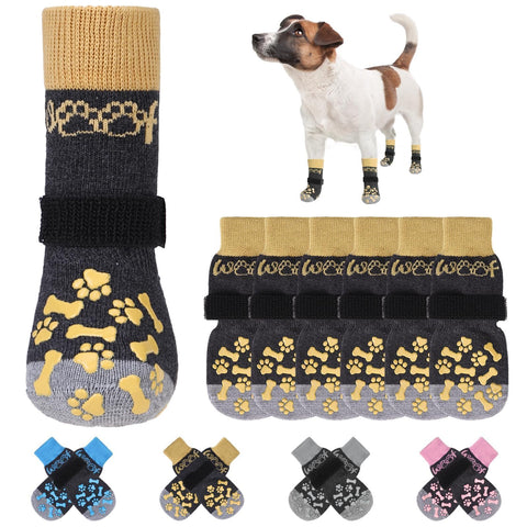 KOOLTAIL Non-Slip Dog Socks for Hardwood Floors, Dog Socks with Grippers for Hot/Cold Pavement, Outdoor Dog Shoes Booties&Paw Protector to Prevent Licking for Small Medium Large Senior Dogs, Khaki XL KOOLTAIL Non-Slip Dog Socks for Hardwood Floors, Dog Socks with Grippers for Hot/Cold Pavement, Outdoor Dog Shoes Booties&Paw Protector to Prevent Licking for Small Medium Large Senior Dogs, Khaki XL