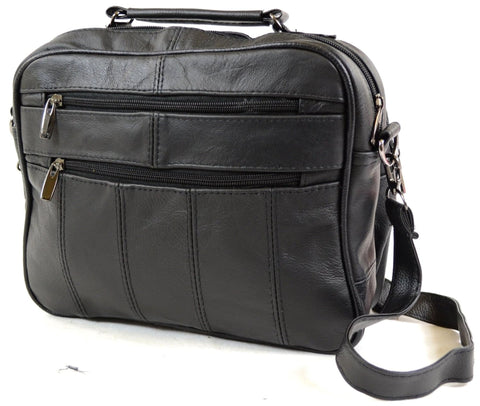 Ladies Mens Real Leather Travel Flight Shoulder Cross Body Organiser Handbag Bag (Black) Ladies Mens Real Leather Travel Flight Shoulder Cross Body Organiser Handbag Bag (Black)