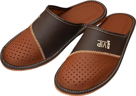 Mens House Slippers | Genuine Leather | _VIP ..., Brown, 13