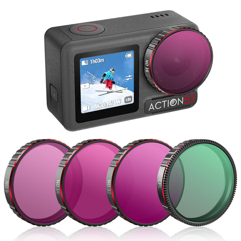 Action 5 Pro ND Filter Set for DJI Osmo Action 5/4/3 Tomat 4 Pack ND8 ND16 ND32 CPL Ultra Wide Angle Neutral Density Filter Accessories HD Optical Glass Aluminum Frame Action 5 Pro ND Filter Set for DJI Osmo Action 5/4/3 Tomat 4 Pack ND8 ND16 ND32 CPL Ultra Wide Angle Neutral Density Filter Accessories HD Optical Glass Aluminum Frame