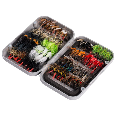 Bassdash Fly Fishing Assorted Flies Kit, Pack of 64 pcs Fly Lure Including Dry Flies, Wet Flies, Nymphs, Streamers, Terrestrials, Leeches and More, with Magnetic Fly Box Bassdash Fly Fishing Assorted Flies Kit, Pack of 64 pcs Fly Lure Including Dry Flies, Wet Flies, Nymphs, Streamers, Terrestrials, Leeches and More, with Magnetic Fly Box