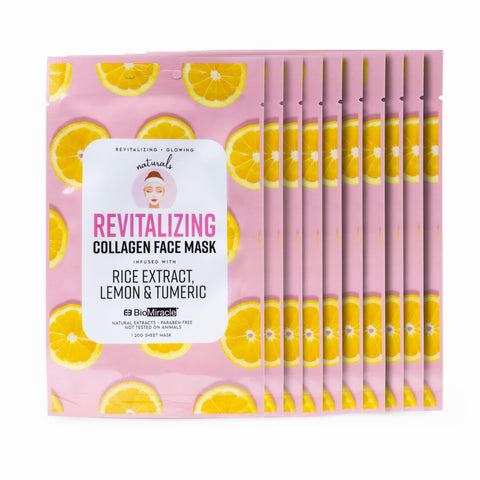 BioMiracle Revitalizing Collagen Face Mask, Infused with Rice Extract, Lemon and Turmeric, 10 Sheets (10 Pack) BioMiracle Revitalizing Collagen Face Mask, Infused with Rice Extract, Lemon and Turmeric, 10 Sheets (10 Pack)