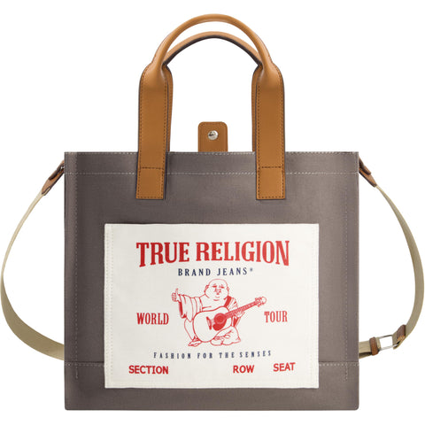 True Religion Tote, Women's Medium Travel Shoulder Bag with Adjustable Strap, Grey True Religion Tote, Women's Medium Travel Shoulder Bag with Adjustable Strap, Grey