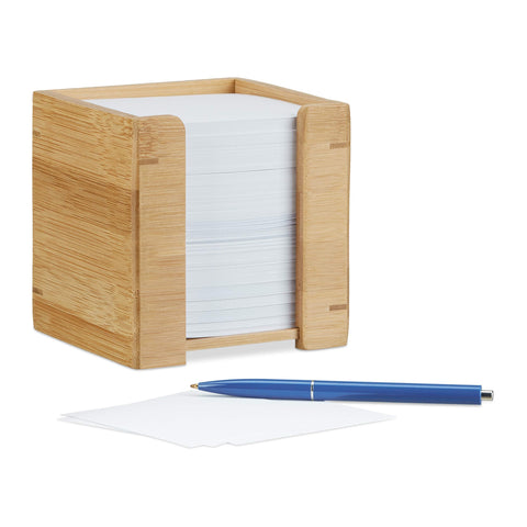 Relaxdays Bamboo Note Dispenser, Wooden Sticky Note Holder, Desk Organiser, H x W x D: 10.5 x 10.5 x 10.5 cm, Natural Relaxdays Bamboo Note Dispenser, Wooden Sticky Note Holder, Desk Organiser, H x W x D: 10.5 x 10.5 x 10.5 cm, Natural