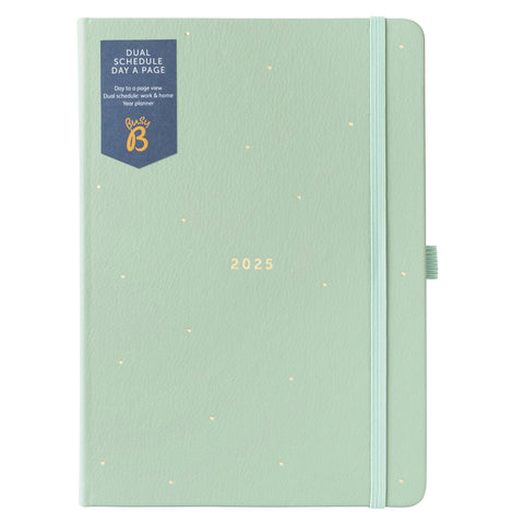 Busy B 2025 Dual Schedule Diary - A5 Sage Green Daily Planner with Two Schedules, Faux Leather Cover & Gold Foil - Work-Life Balance Organiser for Busy Professionals - Jan to Dec 2025 Diary Busy B 2025 Dual Schedule Diary - A5 Sage Green Daily Planner with Two Schedules, Faux Leather Cover & Gold Foil - Work-Life Balance Organiser for Busy Professionals - Jan to Dec 2025 Diary
