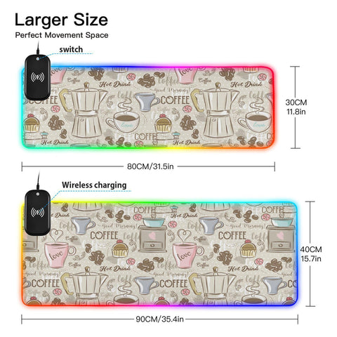 Coffee Maker Wireless Charging Mouse Pad for Mobile Phone Extra Large Gaming Mousepad with 13 Lighting Modes Extended Desk Mat for Gaming MacBook PC Laptop Desk Home Office Coffee Maker Wireless Charging Mouse Pad for Mobile Phone Extra Large Gaming Mousepad with 13 Lighting Modes Extended Desk Mat for Gaming MacBook PC Laptop Desk Home Office