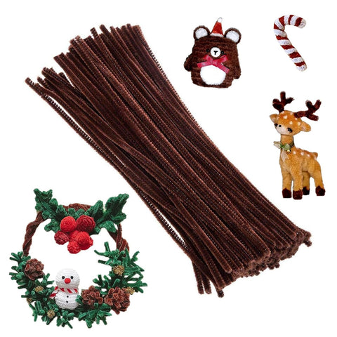 100pcs Pipe Cleaners Chenille Stems for DIY Art Supplies Craft Projects 6mmx30cm Christmas Pipe Cleaners Decoration, Brown 100pcs Pipe Cleaners Chenille Stems for DIY Art Supplies Craft Projects 6mmx30cm Christmas Pipe Cleaners Decoration, Brown