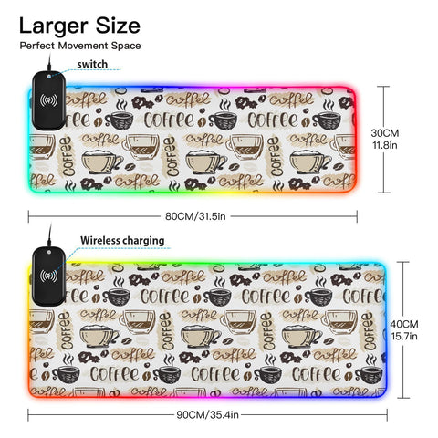 Coffee Wireless Charging Mouse Pad for Mobile Phone Extra Large Gaming Mousepad with 13 Lighting Modes Mouse Mat for Gaming MacBook PC Laptop Desk Office Home Coffee Wireless Charging Mouse Pad for Mobile Phone Extra Large Gaming Mousepad with 13 Lighting Modes Mouse Mat for Gaming MacBook PC Laptop Desk Office Home