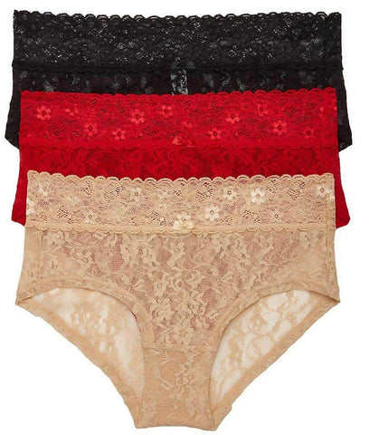 DKNY Women's Lace Collection Bikini 3 Pack, Black/Lacquer/Skinny dip, Small DKNY Women's Lace Collection Bikini 3 Pack, Black/Lacquer/Skinny dip, Small