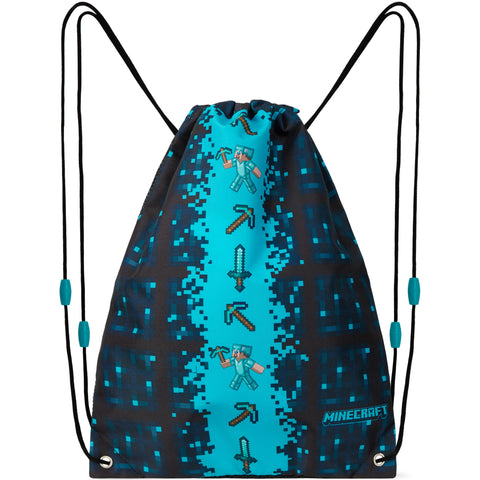 Minecraft Drawstring Bags, 11 x 15†Swimming Bag with Airflow Vent (Blue) Minecraft Drawstring Bags, 11 x 15†Swimming Bag with Airflow Vent (Blue)