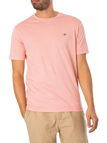 GANT Mens Fit Shield T-Shirt Bubblegum Pink S GANT Mens Fit Shield T-Shirt Bubblegum Pink S
