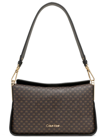 Calvin Klein Fay Shoulder Bag, Brown/Khaki/Black, One Size Calvin Klein Fay Shoulder Bag, Brown/Khaki/Black, One Size