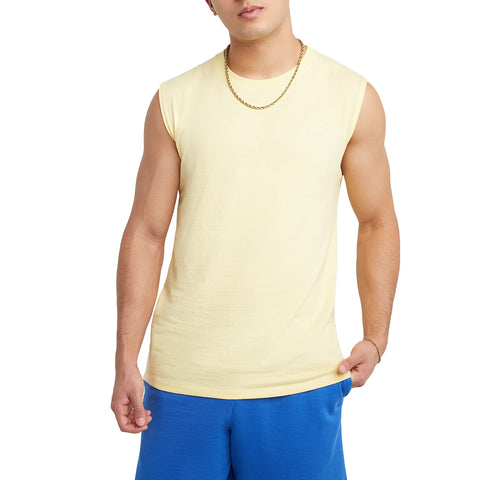 Champion T-Shirt, Sleeveless, Tank, Classic Muscle Tee Top for Men (Reg. or Big & Tall), Sunbeam Glow, Small Champion T-Shirt, Sleeveless, Tank, Classic Muscle Tee Top for Men (Reg. or Big & Tall), Sunbeam Glow, Small