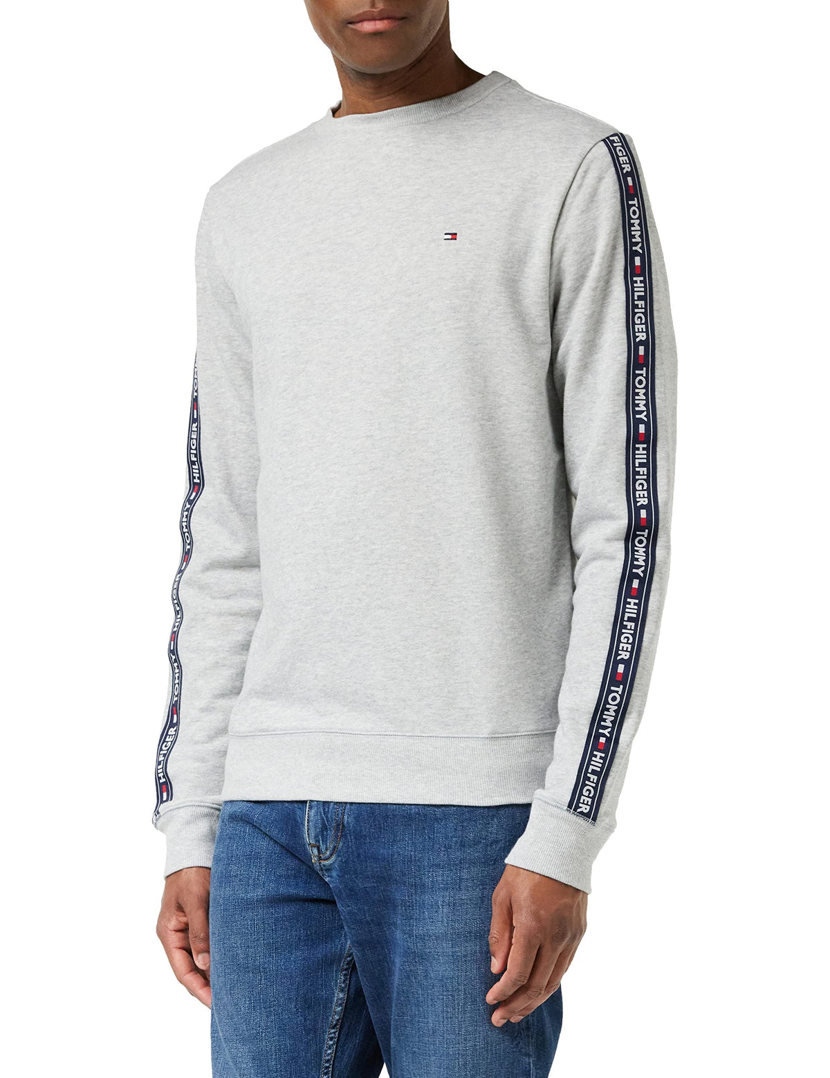 Tommy Hilfiger Men Sweatshirt without Hood, Grey (Grey Heather), XL