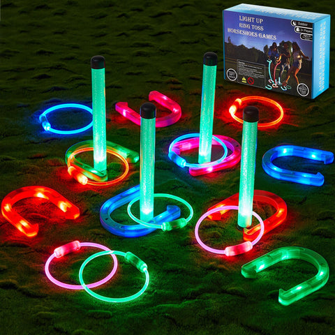 Liliful 20 Pcs Ring Toss Glow in Dark Games Valentines Outdoor Ring Toss Games with LED Yard Ring Toss Game Outdoor Games for Family Adults Lawn Backyard Camping Gifts Party Favors Liliful 20 Pcs Ring Toss Glow in Dark Games Valentines Outdoor Ring Toss Games with LED Yard Ring Toss Game Outdoor Games for Family Adults Lawn Backyard Camping Gifts Party Favors