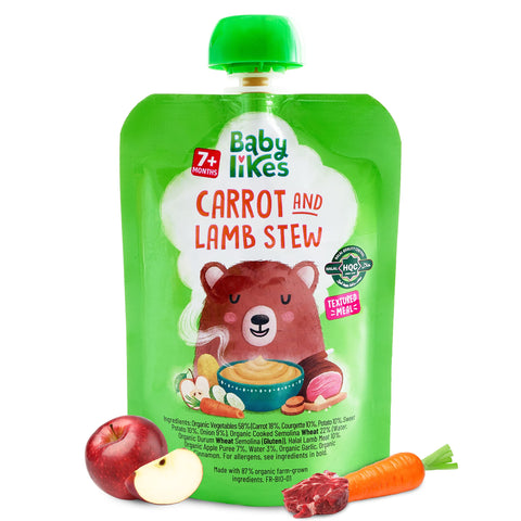 Baby Likes Carrot and Lamb Stew 130 grams x 6 pouches - Halal Organic Puree 7+ mo Baby Likes Carrot and Lamb Stew 130 grams x 6 pouches - Halal Organic Puree 7+ mo