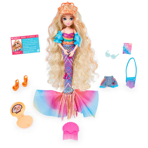 MERMAID HIGH, Finly Deluxe Mermaid Doll & Accessories with Removable Tail, Doll Clothes and Fashion Accessories, Kids Toys for Girls Ages 4 and up