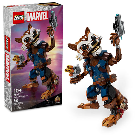 LEGO Marvel Rocket & Baby Groot Minifigure, Guardians of The Galaxy Inspired Marvel Toy for Kids, Buildable Marvel Action Figure for Play and Display, Gift for Boys and Girls Ages 10 and Up, 76282 LEGO Marvel Rocket & Baby Groot Minifigure, Guardians of The Galaxy Inspired Marvel Toy for Kids, Buildable Marvel Action Figure for Play and Display, Gift for Boys and Girls Ages 10 and Up, 76282
