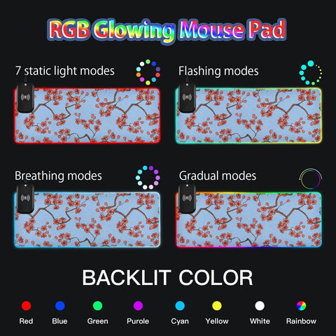 Cherry Blossoms Wireless Charging Mouse Pad for Mobile Phone Extra Large Gaming Mousepad with 13 Lighting Modes Mouse Mat for Gaming MacBook PC Laptop Desk Home Office Cherry Blossoms Wireless Charging Mouse Pad for Mobile Phone Extra Large Gaming Mousepad with 13 Lighting Modes Mouse Mat for Gaming MacBook PC Laptop Desk Home Office