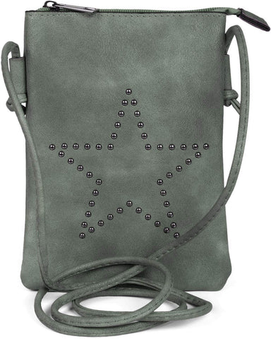 styleBREAKER mini shoulder bag with studs in a star formation, shoulder bag, handbag, bag, ladies 02012235, Colour:Grey-Blue styleBREAKER mini shoulder bag with studs in a star formation, shoulder bag, handbag, bag, ladies 02012235, Colour:Grey-Blue